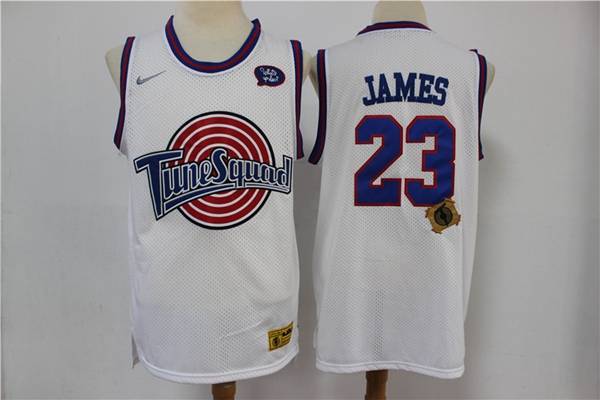 Movie Space Jam JAMES #23 White Basketball Jersey (Stitched)